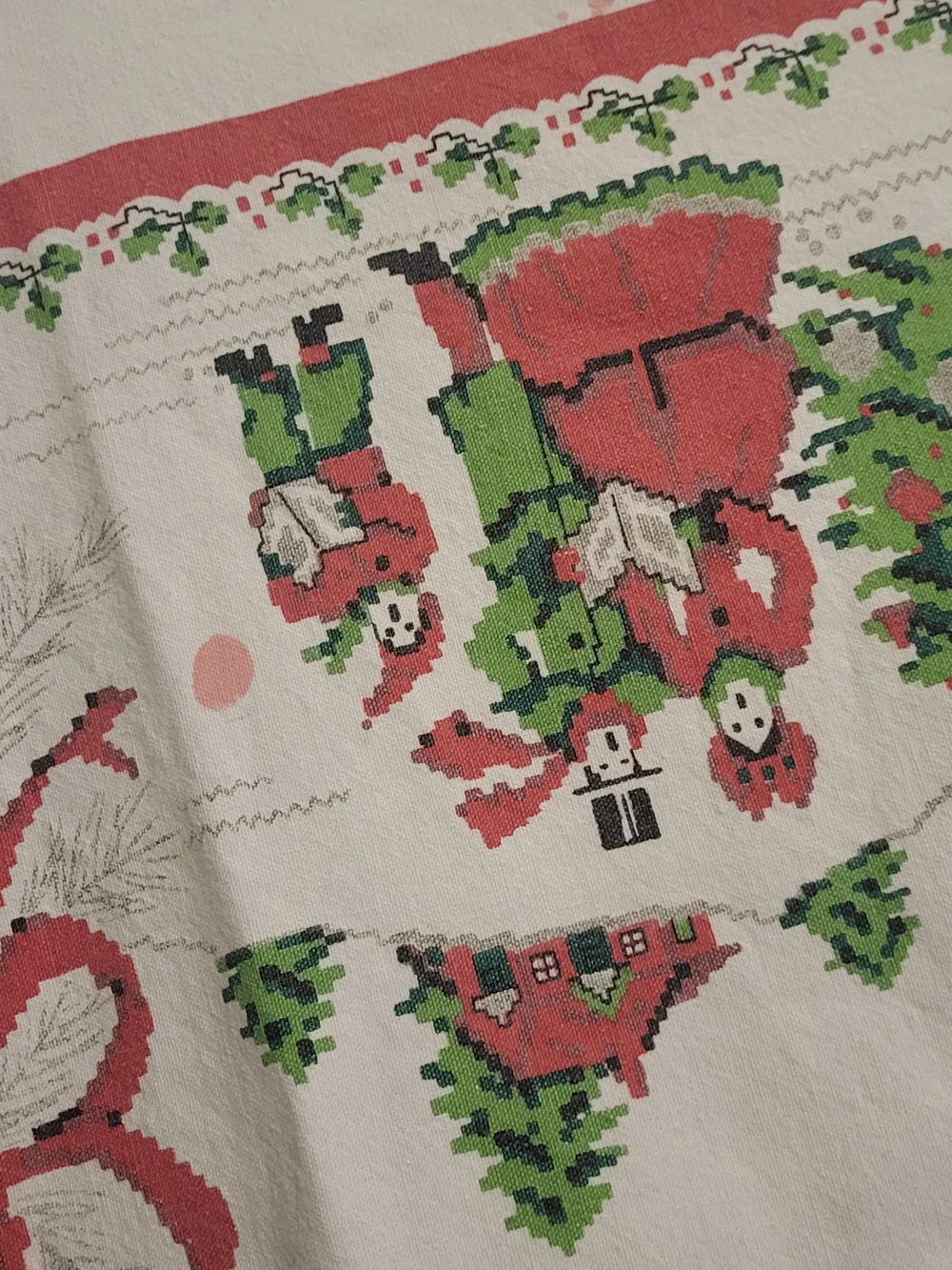 Festive Holiday Tablecloth - Red & Green Christmas Pattern